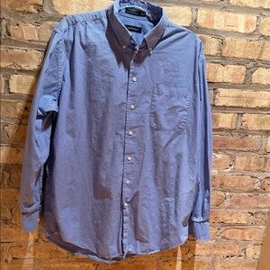 Men’s Nautica, 16 1/2 and 34/35 sleeve length blue and white stripe 100% cotton